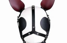 bondage bone headgear genuine restraint harness gag hood cosplay mask leather dog head adult game sex