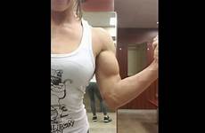 biceps girl flexing young fitness