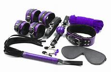 nipple clamps toys blindfold cervical collar gag handcuffs beat suit purple adult sexy sex