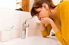 vomiting woman young sink bathroom near