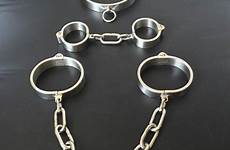 steel collar handcuffs neck shackles bondage chain stainless cuffs slaves male ankle dog wrist hand bdsm female devices fetters ring