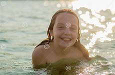 little girl seaside water summer cute fun having smiling stock preview