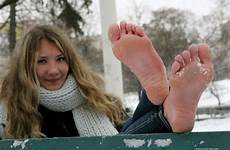 chilly snow feet barefoot girls girl foot topic