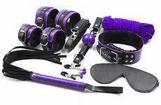 bdsm set bondage adult purple restraints plush toys kits sex nipple 8pcs leather