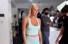 sophie monk almost wardrobe malfunction shoot during top suffers she her alongside spilled moves masked performed several crew members chest