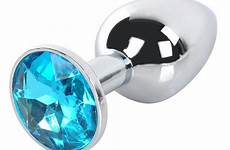 plug gem blue anal light stainless steel blankterrmall