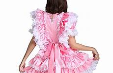 sissy maid pink dress satin lockable girl uniform crossdressing costume xxxl medium item crossdress crossdressboutique