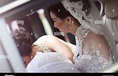 bride car wedding inside sitting passenger alamy while side her shopping cart