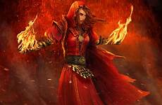 fantasy fire wizard rpg pyromancer dnd artwork medieval girl dungeons dark characters character concept female mages artstation sorcerer witch dragons