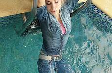 jeans wet wetlook tight swimming jacket pool blonde wetfoto dressed girl shower clothed fully girls denim beatiful sexy flickr high