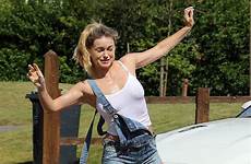 wet ola jordan car her washing james gets wild dungarees through soaked got water blonde strictly over things while husband