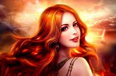girl wallpaper fantasy red haired redhead woman women eyes orange wallpapers smile background preview click