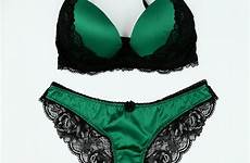 bra set lingerie panty sets green sexy satin panties lace underwear emerald pantie silk cute choose board roxy