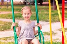 playground girl little swings outdoor beautiful dreamstime summertime stock