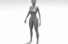 3d base woman model poly low models character obj dxf cgtrader