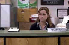 gif pam jenna fischer receptionist office beesly bored gifs been life times yelling maybe voice little has me tumblr