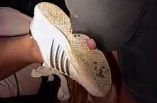 licking shoe dirty sneakers soles boot her