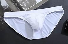 briefs men underwear breathable silk panties ice sexy seamless waist bikini low solid soft