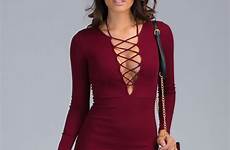 dresses bodycon sexy fitted club burgundy shop now