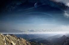 dreamy world wallpaper landscapes landscape alien planet clouds mountains wallpapers earth skies moons manipulations scenic planets sci fi digital hd