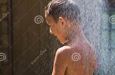 shower boy under hot stock garden preview child