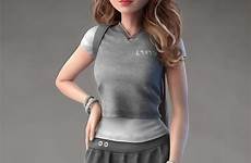 3d character girl cartoon model zbrushtuts woman jessica female digital animation afandi choose board