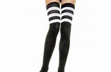 white thigh highs stripes socks stockings athletic high ribbed stripe women spicylegs athlete sexy twitter