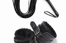 handcuffs sexy sex lingerie bondage erotic restraints straps ankle cuff bdsm leg neck open leather 2pcs flogger cuffs slave whip