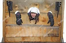 torture girl medieval young trapped device stock shutterstock
