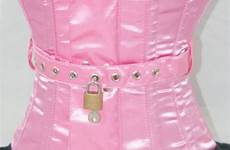 corset sissy pink locking maid corsets underbust boned sissies
