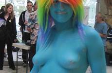 naked nude cosplay unusual blue smurf costume women wth rainbow strange smutty bodypaint wtf weird odd