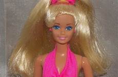 barbie 90s doll bikini pink platinum jointed superstar blonde face super hot 1990s