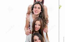 girlfriends making pile foursome human teen stock