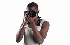 holding camera man african young background over white stock depositphotos