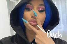 cardi wedgie okurrr trademarking nails defends moves uñas continues pelvic perils perezhilton cardib iamcardib blue