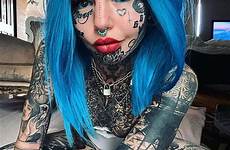 tattoos amber luke her girl teen herself she has face body dragon picture blue inked web before woman blind piercings