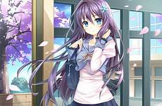 purple anime hair girl wallpapers wallpaper hd