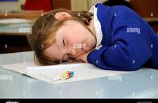 school sleeping asleep desk pupil schoolgirl classroom alamy her