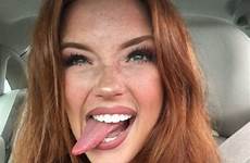 tongue selfies hot car girls tumblr girl redhead stick riley rasmussen redheads freckles