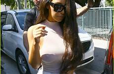 kim kardashian braless top through wearing goes while miami september walking west seethrough celebrity nude story shirt white size full