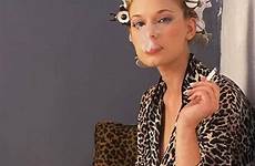 justine joli smoking smoke cigarette rollers blowin head model