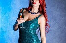 boobs big dress woman young holding blue elegant wineglass champagne sexy preview evening adult