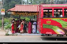 bus stop kerala india women alamy only varkala