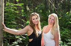 woods girlfriends posing two together sunshine stock edmonton alberta canada dissolve d869