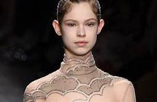 model nipples young paris fashion exposed week controversy catwalk runway very her down valentino hits sends shows looking she