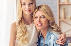 daughter mom blonde beautiful women stock her smiling dreamstime hugging teenage camera looking preview