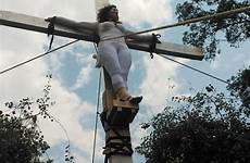 female crucified cross crucifixion roman orozco rafaela romo mexican wooden severe standing candidate women mexico tied being self elections local