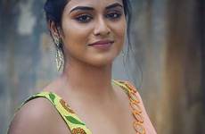 indian hot indhuja ravichandran saree sleeveless blouse actress girl pink yellow transparent super
