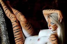 paint tiger big bodypaint tit babe cat sexy smutty painted tits