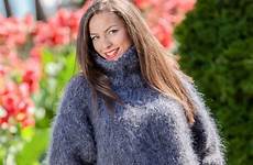 mohair thick fluffy knitted turtleneck